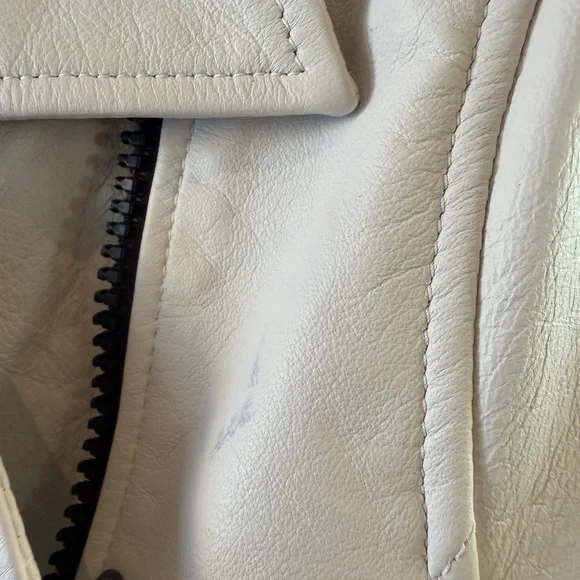 Marciano Women's White Leather Jacket with Black Accents Size Small - Picture 5 of 7